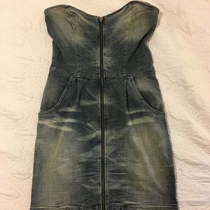 Zip up denim dress